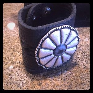 Leather Rock cuff bracelet